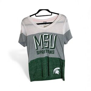 CREATIVE APPAREL MSU Spartans Go Green-Go White!Colorblock women’s Large T-Shirt